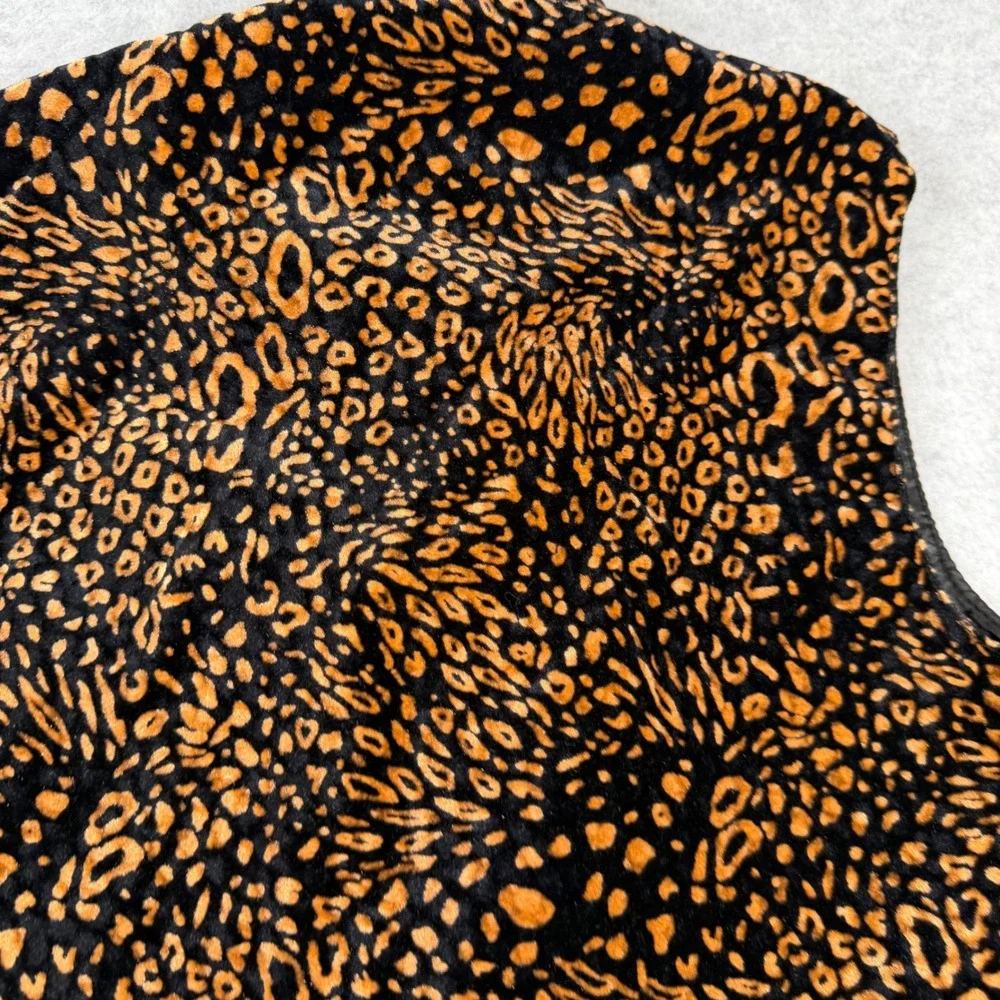 Kids Velour Leopard Print Vest‎ Knot Button Mandarin Collar Statement Vest YS